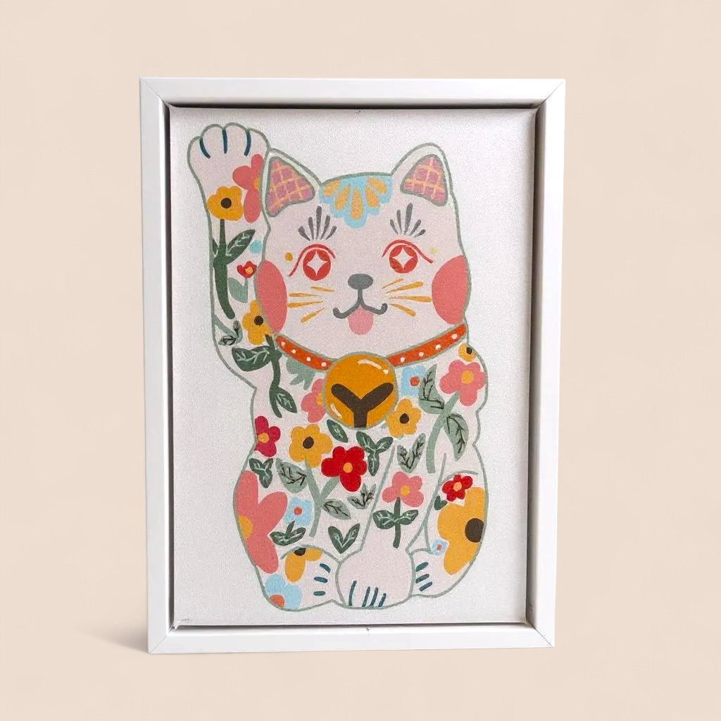 Lucky Blossom Kitty Art Print