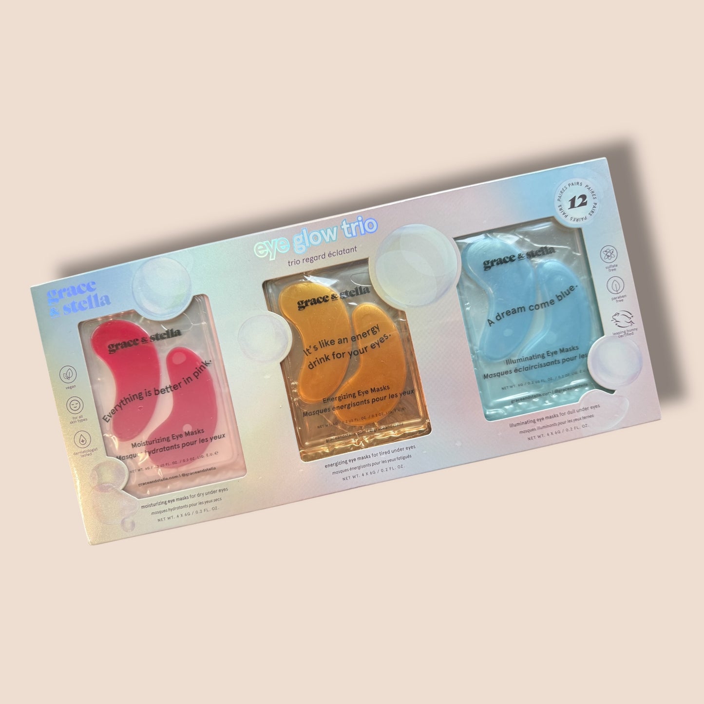 Grace & Stella Eye Glow Trio – Set of 12 Eye Masks