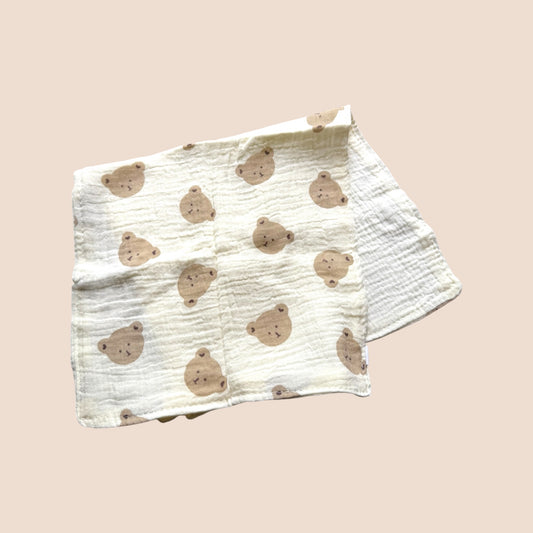 Bear Hugs Muslin Blanket – Lightweight Swaddle for Babies