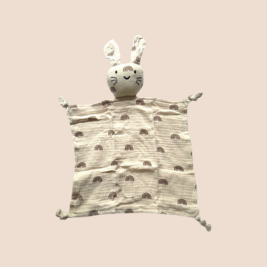 Rainbow Bunny Comforter – Baby Lovey Blanket with Plush Bunny Head