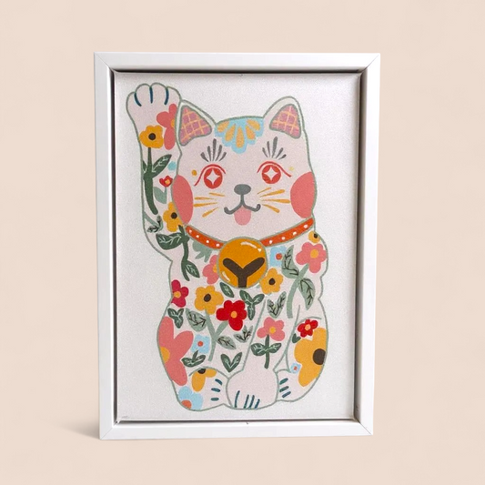 Lucky Blossom Kitty Art Print