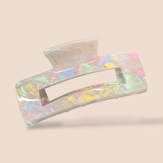 Iridescent Opal Claw Clip (White)