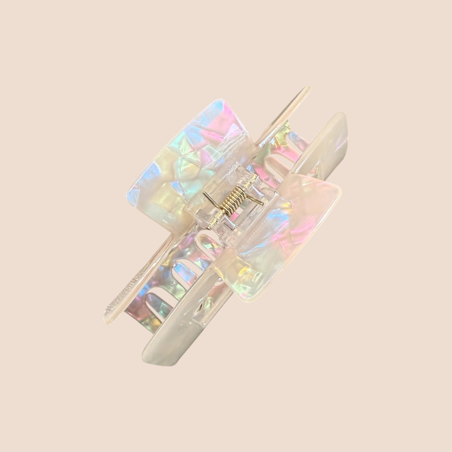 Iridescent Opal Claw Clip (White)